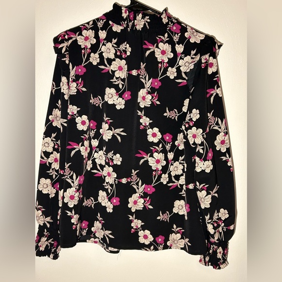 Sanctuary Black Blouse Laid Back, Effortless Pink/White Flowers  Boho Size M - Picture 1 of 4